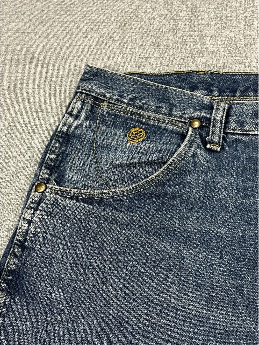Wrangler George 37x31 Strait Jeans Cowboy Cut Men Blue Denim Straight Leg